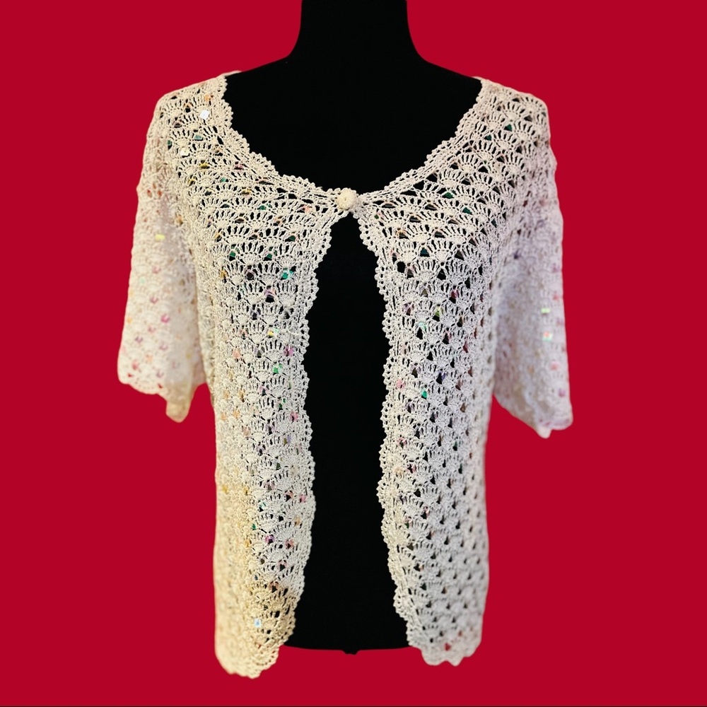 CROCHET CARDIGAN SHORT SLEEVE